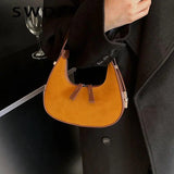 Matte Leather Women Underarm Bag Handbag Vintage Wallet Double Zipper