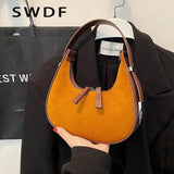 Matte Leather Women Underarm Bag Handbag Vintage Wallet Double Zipper