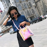 Girl's One Shoulder Transparent Handbag - Colorful Summer Jelly Bag
