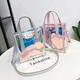 Girl's One Shoulder Transparent Handbag - Colorful Summer Jelly Bag