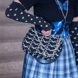 Embroidery Love Heart Shoulder Bag Chain Purse Handbags