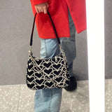 Embroidery Love Heart Shoulder Bag Chain Purse Handbags