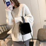 Plush Bucket Bag Women's Cylinder Shape Handbag Crossbody Messenger Tote