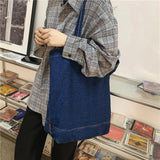 HK-style Denim Portable Shopping Bag Girl Shoulder Bag