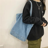 HK-style Denim Portable Shopping Bag Girl Shoulder Bag