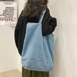 HK-style Denim Portable Shopping Bag Girl Shoulder Bag