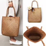 Women Handbag Summer Beach Bag Rattan Woven Straw Large Totes Bohemia