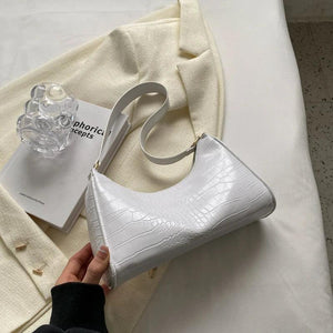 Retro Armpit Shoulder Bag Chain Handbag Crocodile Leather Purse