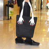 3D Hands Embroidery Canvas Tote Bag Harajuku Shoulder Bag