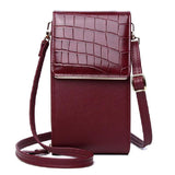 Stone Pattern Cellphone Bag Crossbody Bag For Women PU Leather Large Capacity