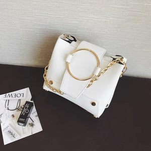 Women's PU Leather Shoulder Bag Chain Bucket Handbag Messenger Bag