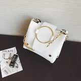 Women's PU Leather Shoulder Bag Chain Bucket Handbag Messenger Bag