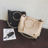 Women's PU Leather Shoulder Bag Chain Bucket Handbag Messenger Bag