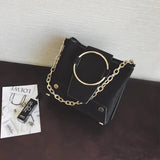 Women's PU Leather Shoulder Bag Chain Bucket Handbag Messenger Bag