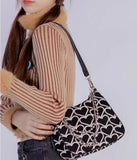 Heart Shape Embroidered Shoulder Bag for Women Girls Autumn Winter