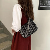 Heart Shape Embroidered Shoulder Bag for Women Girls Autumn Winter