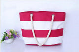 Striped Canvas Tote Bag - Women's Summer Shopping Beach Handbag