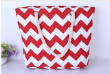 Striped Canvas Tote Bag - Women's Summer Shopping Beach Handbag