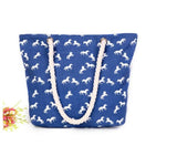 Striped Canvas Tote Bag - Women's Summer Shopping Beach Handbag