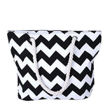 Striped Canvas Tote Bag - Women's Summer Shopping Beach Handbag