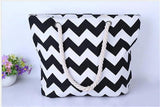 Striped Canvas Tote Bag - Women's Summer Shopping Beach Handbag