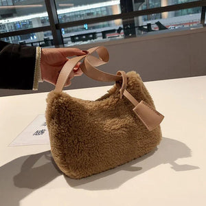 Lady Plush Armpit Bag Autumn Winter Shoulder Bags Women Handbags Shopping Bag
