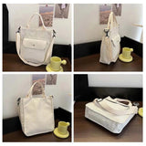 Striped Corduroy Bag Lightweight Shoulder Bag Large Capacity Messenger Bag