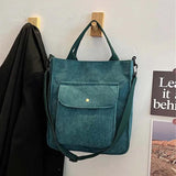 Striped Corduroy Bag Lightweight Shoulder Bag Large Capacity Messenger Bag