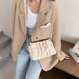 Pleated Ruched Shoulder Bag Chain Cross Body Flap Bag