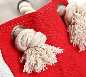 Striped Canvas Shoulder Bags Casual Travel Handbags With Cotton Strap