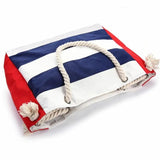 Striped Canvas Shoulder Bags Casual Travel Handbags With Cotton Strap