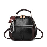 Women's PU Leather Shoulder Bag Solid Messenger Handbag Round Small Bag