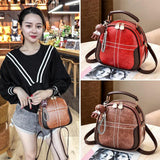 Women's PU Leather Shoulder Bag Solid Messenger Handbag Round Small Bag