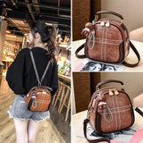 Women's PU Leather Shoulder Bag Solid Messenger Handbag Round Small Bag