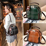 Women's PU Leather Shoulder Bag Solid Messenger Handbag Round Small Bag