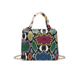 French Retro Snake Pattern Scarf Lock Chain Small Square Bag