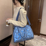 Women Feather Down Bag Cotton Padded Handbag Winter Shoulder Bag
