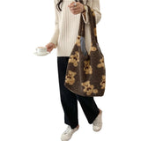 Plush Cartoon Handbag Bear Printed Large Capacity Shoulder Bag