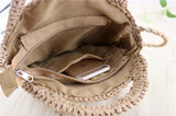 Round Straw Beach Bag Vintage Crossbody Rattan Bag Small Bohemian Shoulder
