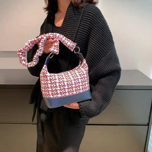 Vintage Woven Shoulder Bag for Women High Handbag Lady Crosbody