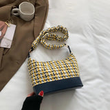 Vintage Woven Shoulder Bag for Women High Handbag Lady Crosbody