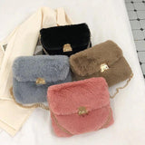 Women Shoulder Bag Plush High Female Faux Fur Chain Bag