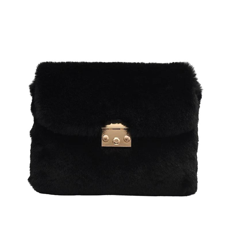 Women Shoulder Bag Plush High Female Faux Fur Chain Bag