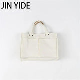 Women's Canvas Shoulder Bag Handbag Multi-Pocket Tote Bag