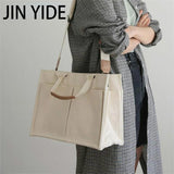 Women's Canvas Shoulder Bag Handbag Multi-Pocket Tote Bag