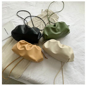 Cloud Shape Women Clutch Bag Pleated Dumpling Shoulder Messenger Bag