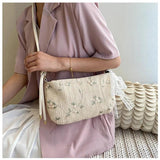 Women Straw Lace Crossbody Bag Flowers Embroidery Shoulder Messenger Bags
