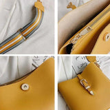 Multi-colors Women Shoulder Bags Adjusted Crossbody Big Capacity PU Bucket Bag