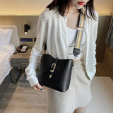 Multi-colors Women Shoulder Bags Adjusted Crossbody Big Capacity PU Bucket Bag