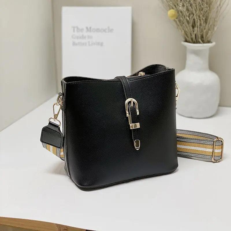 Multi-colors Women Shoulder Bags Adjusted Crossbody Big Capacity PU Bucket Bag